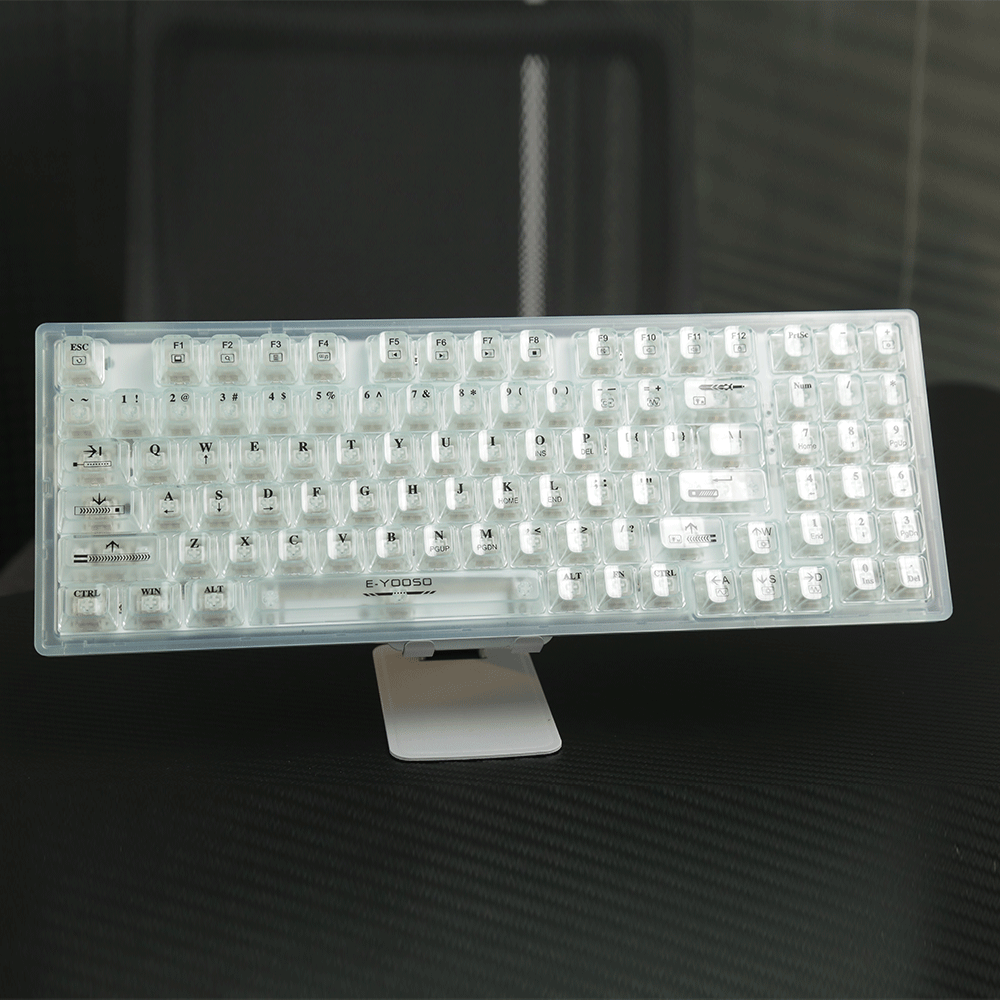 E-Yooso Z-94 Single Light 94 Keys Hot Swappable Mechanical Keyboard Transparent Light Green Linear [White Switch]