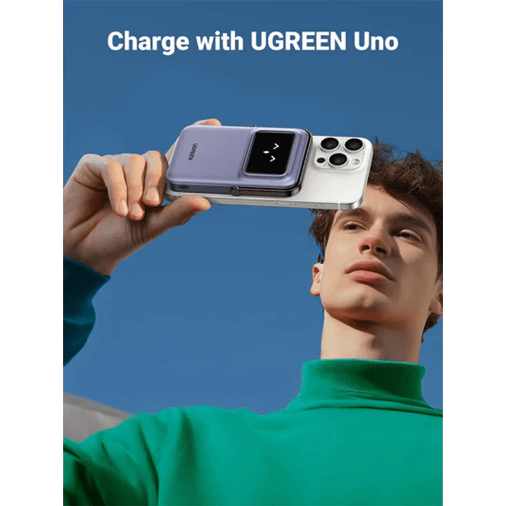 UGREEN Uno 5000mAh Mini Magnetic Wireless 20W Power Bank with Built-in Stand (PB571/3560B) Black