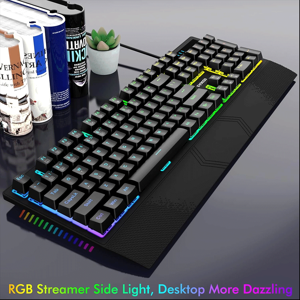 E-Yooso K-662 Rainbow Light 104 Keys Wired Mechanical Keyboard [Black]