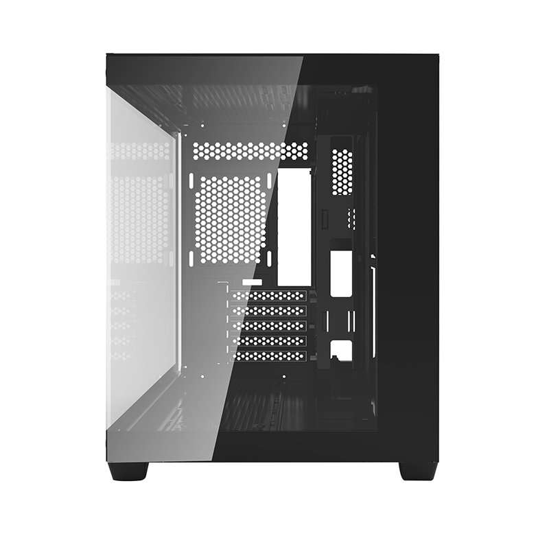 DarkFlash C285MP Exquisite M-ATX PC Case Tempered Glass Panoramic Side Transparent (Black)