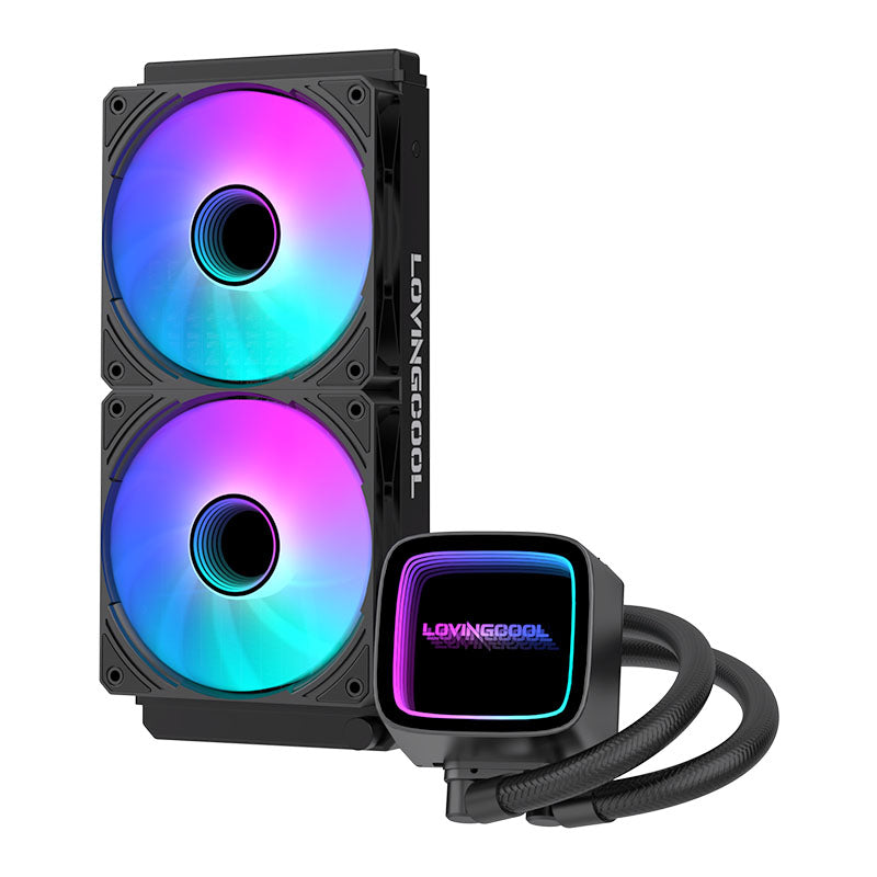 Lovingcool HK-B240-01 240mm ARGB Liquid Cooler with Temp Screen (Black)