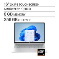 HP OmniBook 3 16" WUXGA Touchscreen AMD Ryzen 5 40 8GB DDR5 RAM / 256GB SSD AMD Radeon 610M Win 11 Glacier Silver 16-BY0015DX