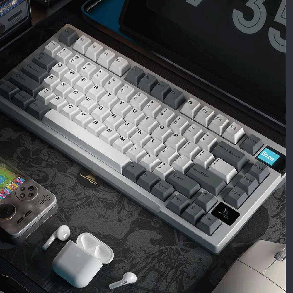 Darmoshark K8 Mechanical Keyboard [White Base/White and Gray Keycaps]