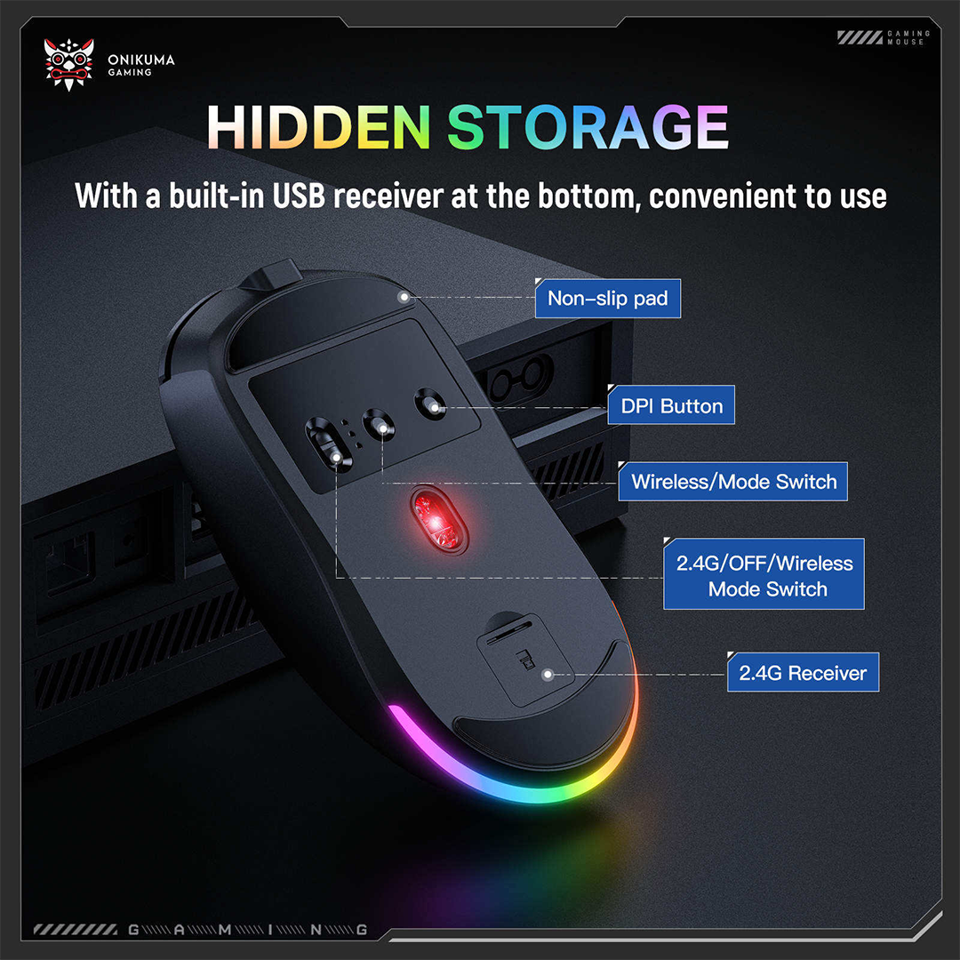 Onikuma DM03 Tri-mode Gaming Mouse Black
