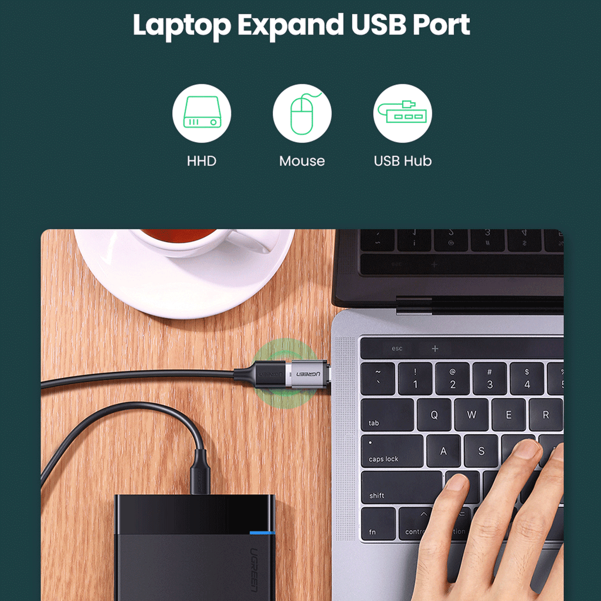 UGREEN USB-C 3.1 Male To USB A 3.0 Female OTG Adapter (Space Gray) [US270/50283]