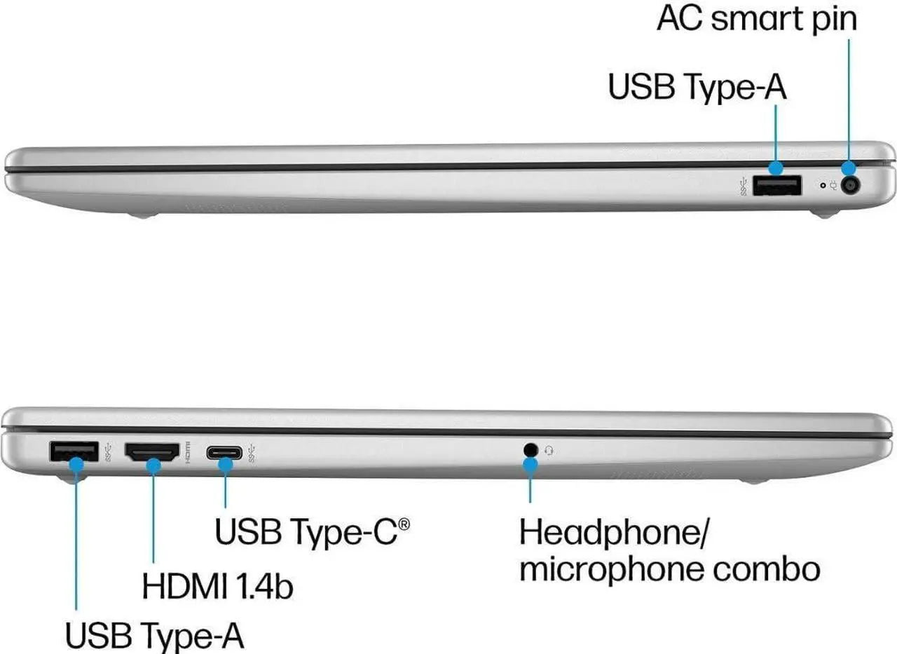 HP 15.6” HD Intel Processor N250 4GB RAM / 128GB UFS Intel UHD Graphics Win 11 Home Natural Silver 15-fd0094wm