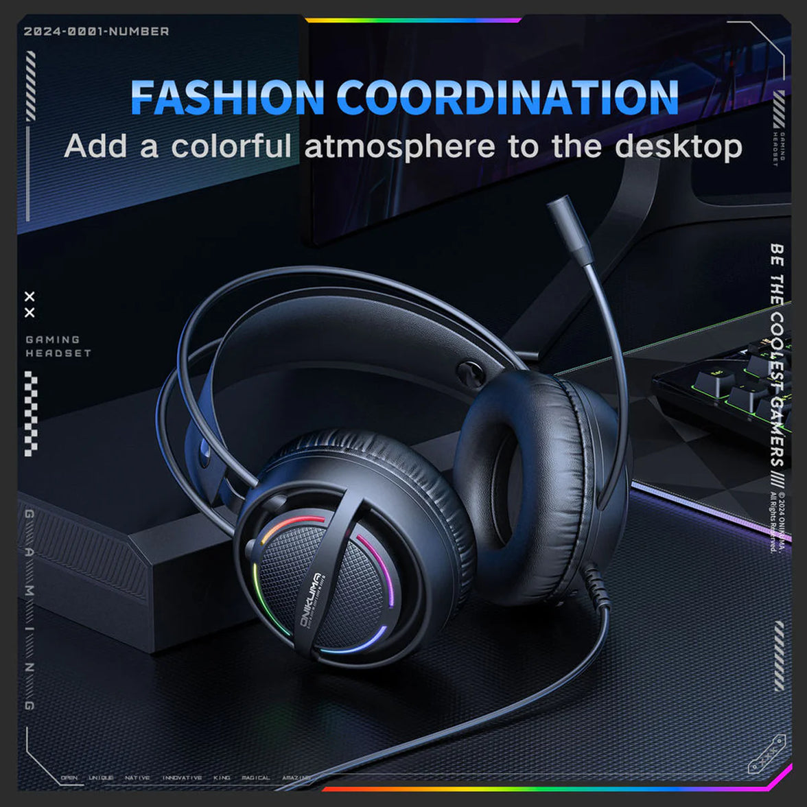 Onikuma X88 RGB Wired Gaming Headphone (Black)
