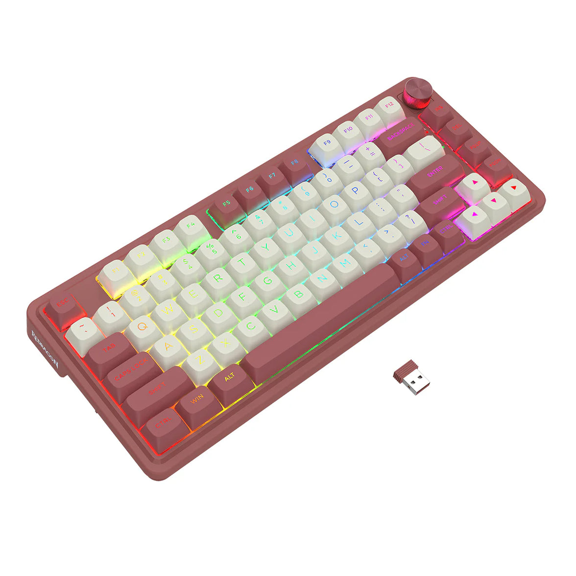 Redragon Ucal Max Tri-Mode Gaming Keyboard White-Red (K673WR RGB)