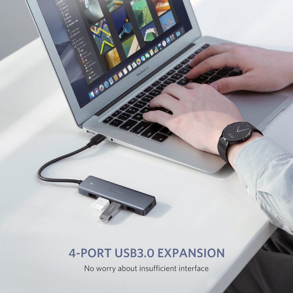 UGREEN 4-Port USB 3.0 Hub + Powered by Micro USB Metal Plated Shell Ultra Slim [CM219/50985]