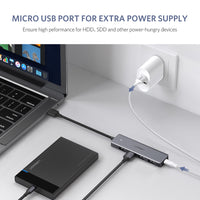 UGREEN 4-Port USB 3.0 Hub + Powered by Micro USB Metal Plated Shell Ultra Slim [CM219/50985]