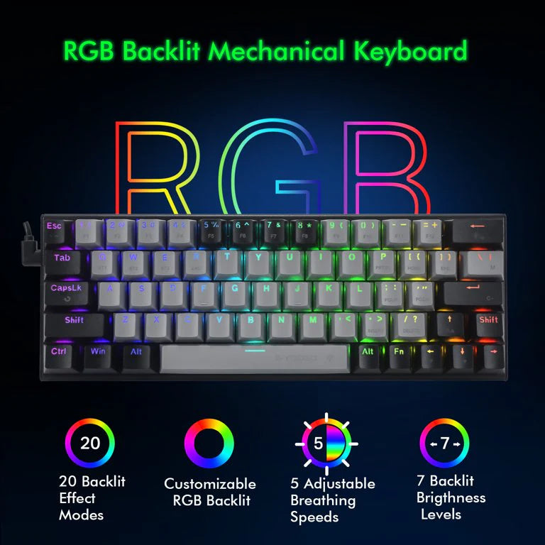 E-Yooso Z-11 Tri-Mode RGB 63Keys Hot Swappable Mechanical Keyboard Grey/Black (Red Switch)