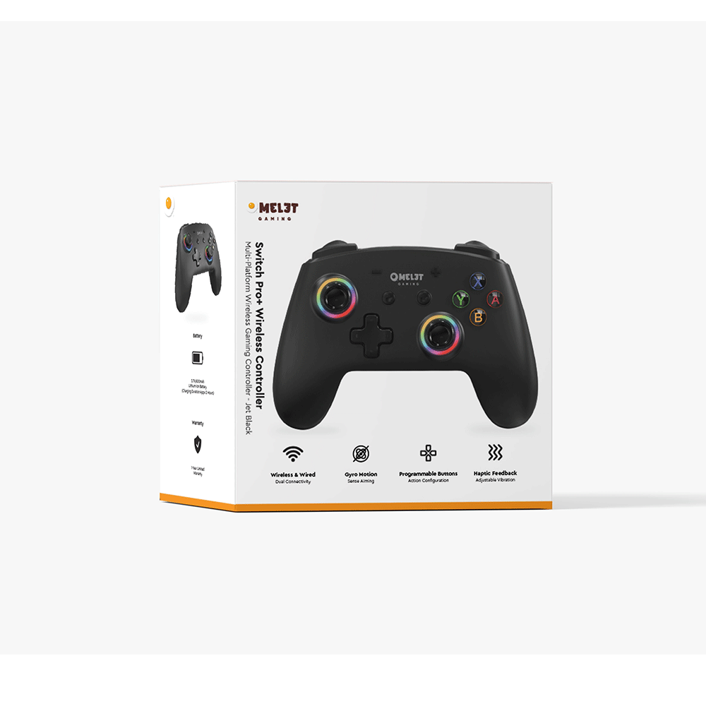 Omelet Gaming Switch Pro+ Wireless Controller [Black] with free eggcelent thumb grip