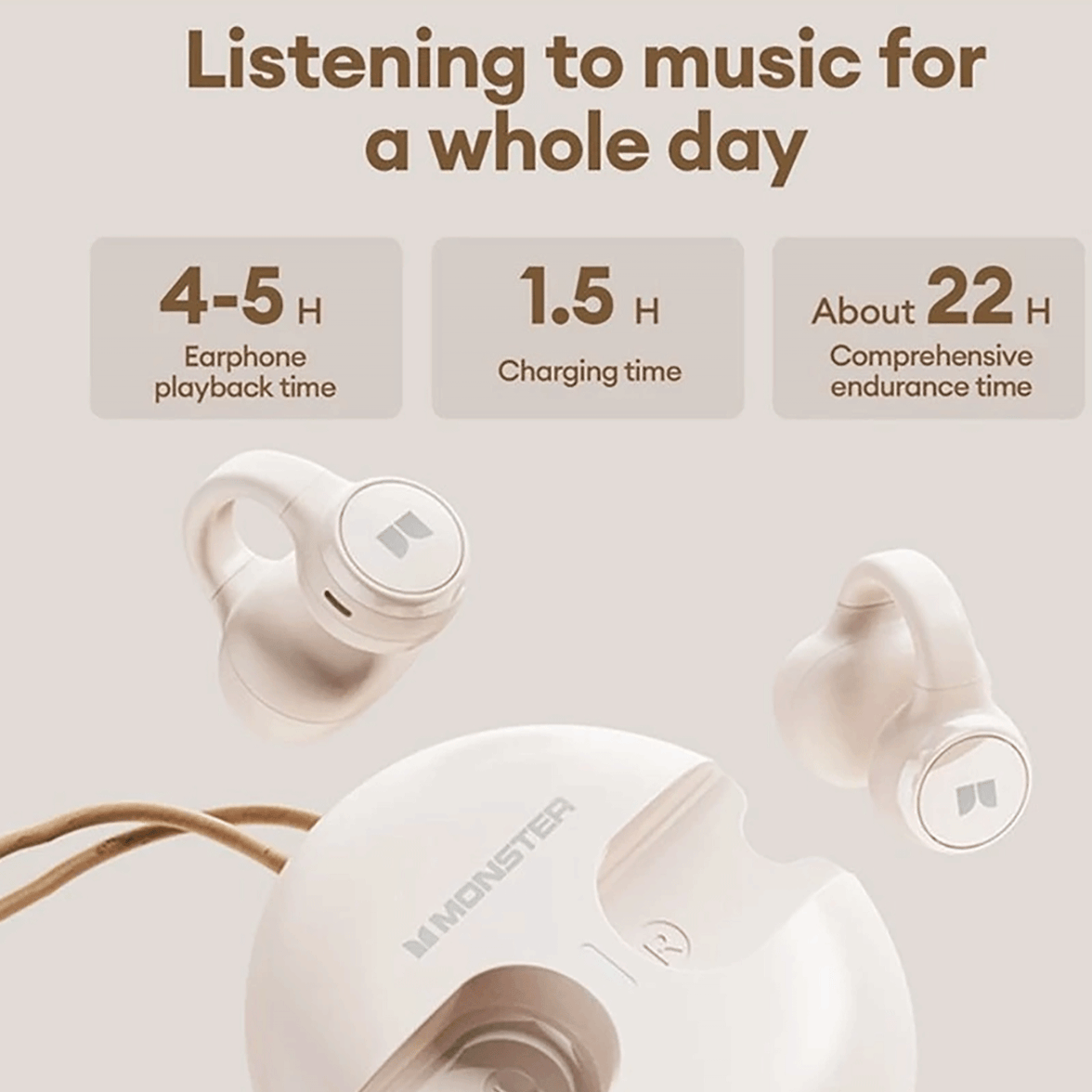 Monster XKT21 Bone Conduction Earphones Wireless Ear Clip Freeclip