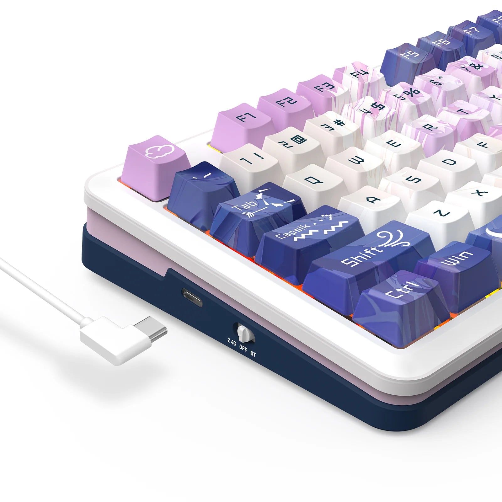 Redragon Cyrus Pro Tri-Mode Gaming Keyboard Violet-White (K681ACG-RGB-PRO)