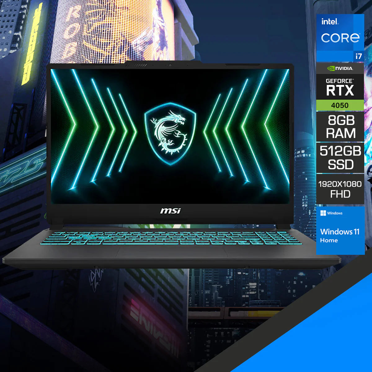 MSI Cyborg 15 Black Edition 15.6" FHD 144Hz Gaming Laptop Intel Core i7-13620H 8GB DDR5 / 512GB SSD NVIDIA GeForce RTX 4050 Win 11 Black A13VE-2452PHNN