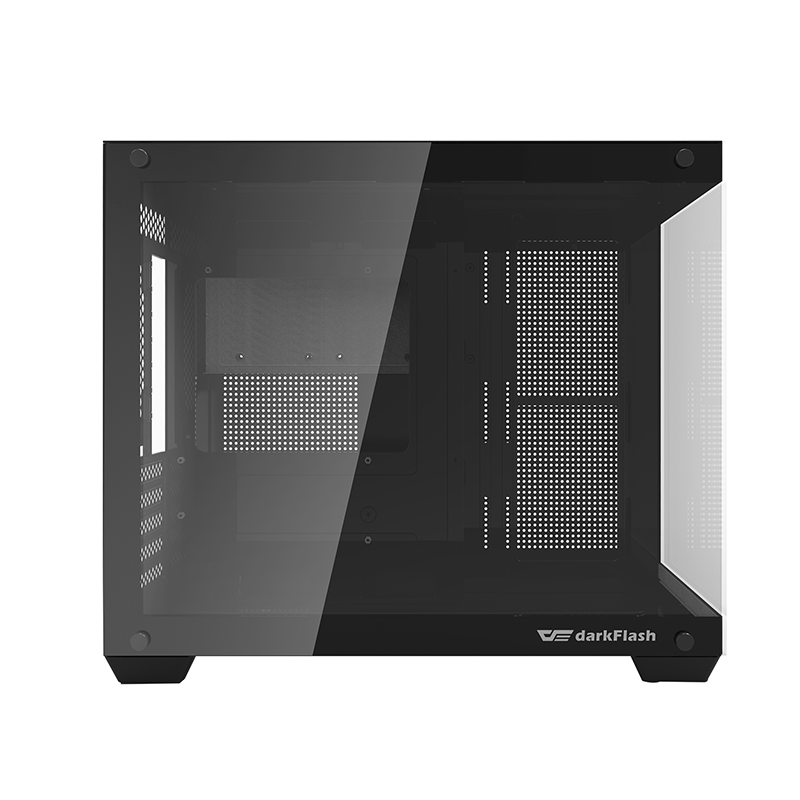DarkFlash C285MP Exquisite M-ATX PC Case Tempered Glass Panoramic Side Transparent (Black)