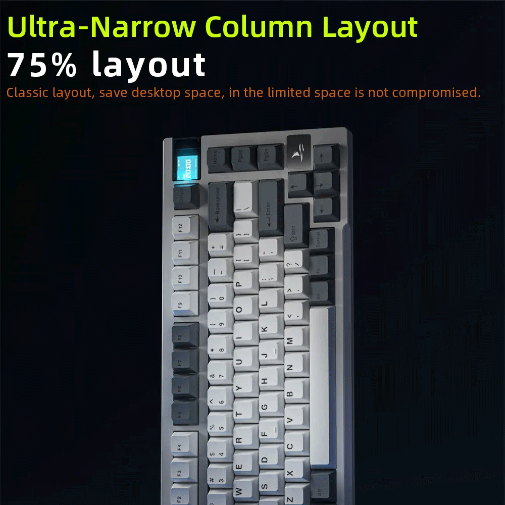 Darmoshark K8 Mechanical Keyboard [White Base/White and Gray Keycaps]