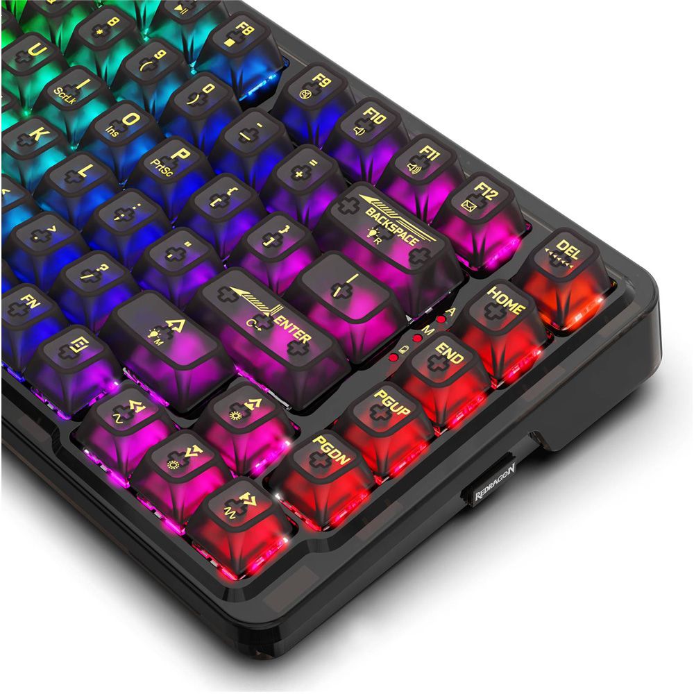 Redragon Elf Pro Tri Mode RGB 82 Keys Mechanical Gaming Keyboard Crystal Black Red Switch (K649CTB-RGB-PRO)