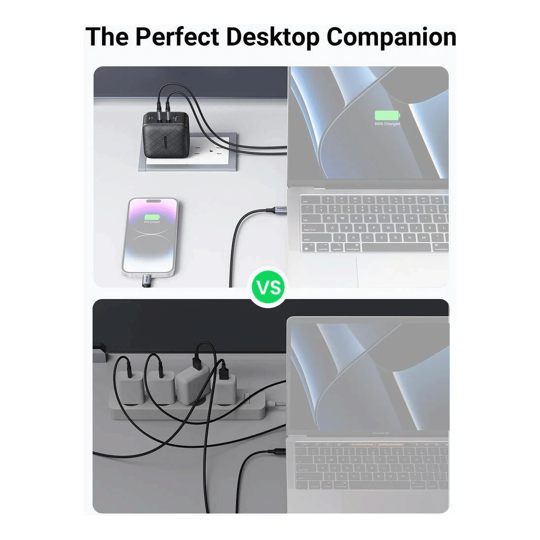 UGREEN 4-Port (USB-A + 3 USB-C) 65W Gan Tech Fast Charger (Black) [CD224/70773]