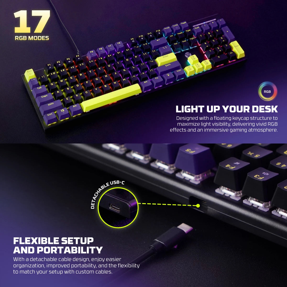 Fantech Atom104S Full-Size Yoru Edition Mechanical Gaming Keyboard (MK878S)
