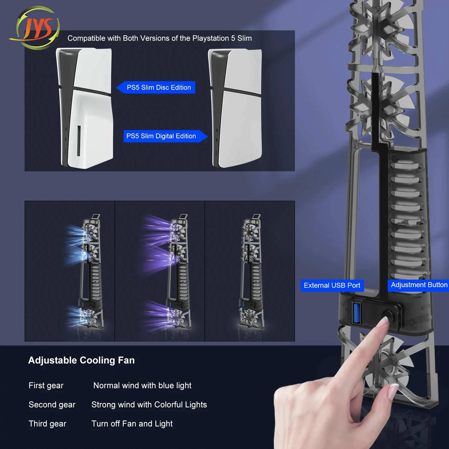 JYS RGB Cooling Fan for PS5 Slim [P5175]