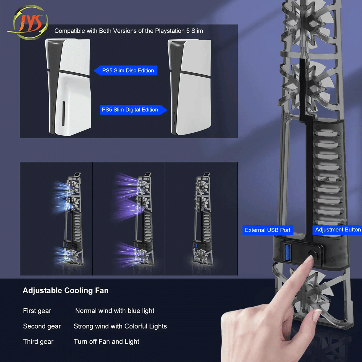 JYS RGB Cooling Fan for PS5 Slim [P5175]