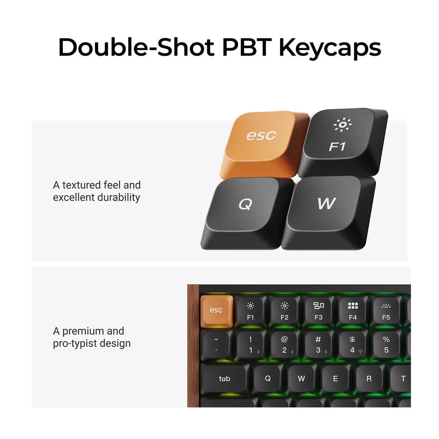 Keychron K3 Max SE QMK Wireless Hot-Swappable RGB Custom Wood Frame Mechanical Keyboard - Black