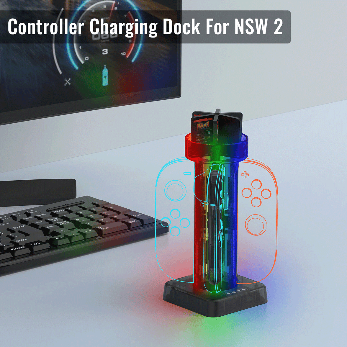 JYS-NS2279-V2 4 in 1 Charging Dock for Nintendo Switch 2 Joy-Con Controller Black