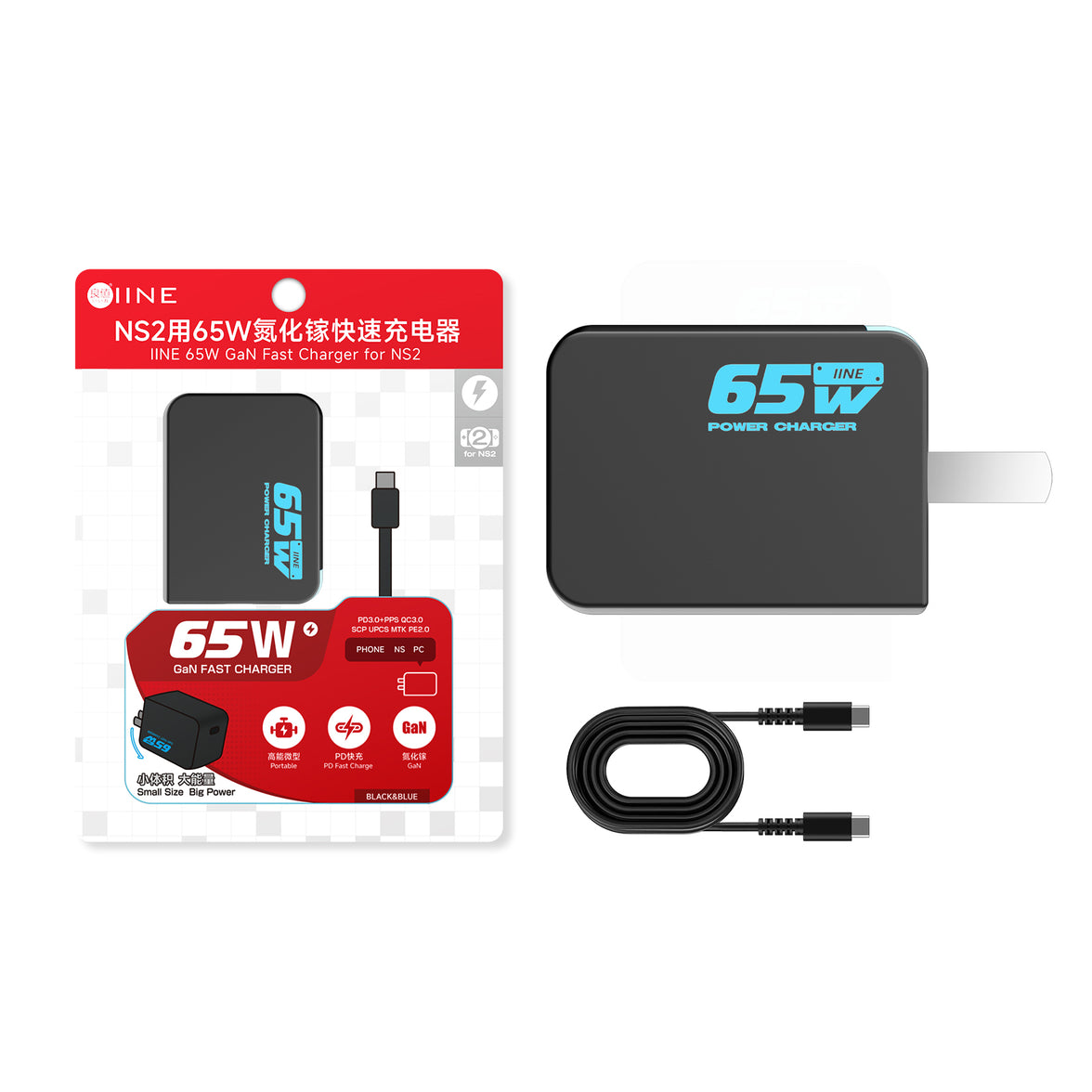 IINE 65W GaN Fast Charger for Nintendo Switch 2