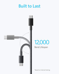 Anker New Nylon USB-C TO USB-C 2.0 Cable 3.3FT Black A8752H11