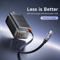 Mcdodo CH-4110 Gan Fast Charger w/ Retractable Cable 67W (Black)