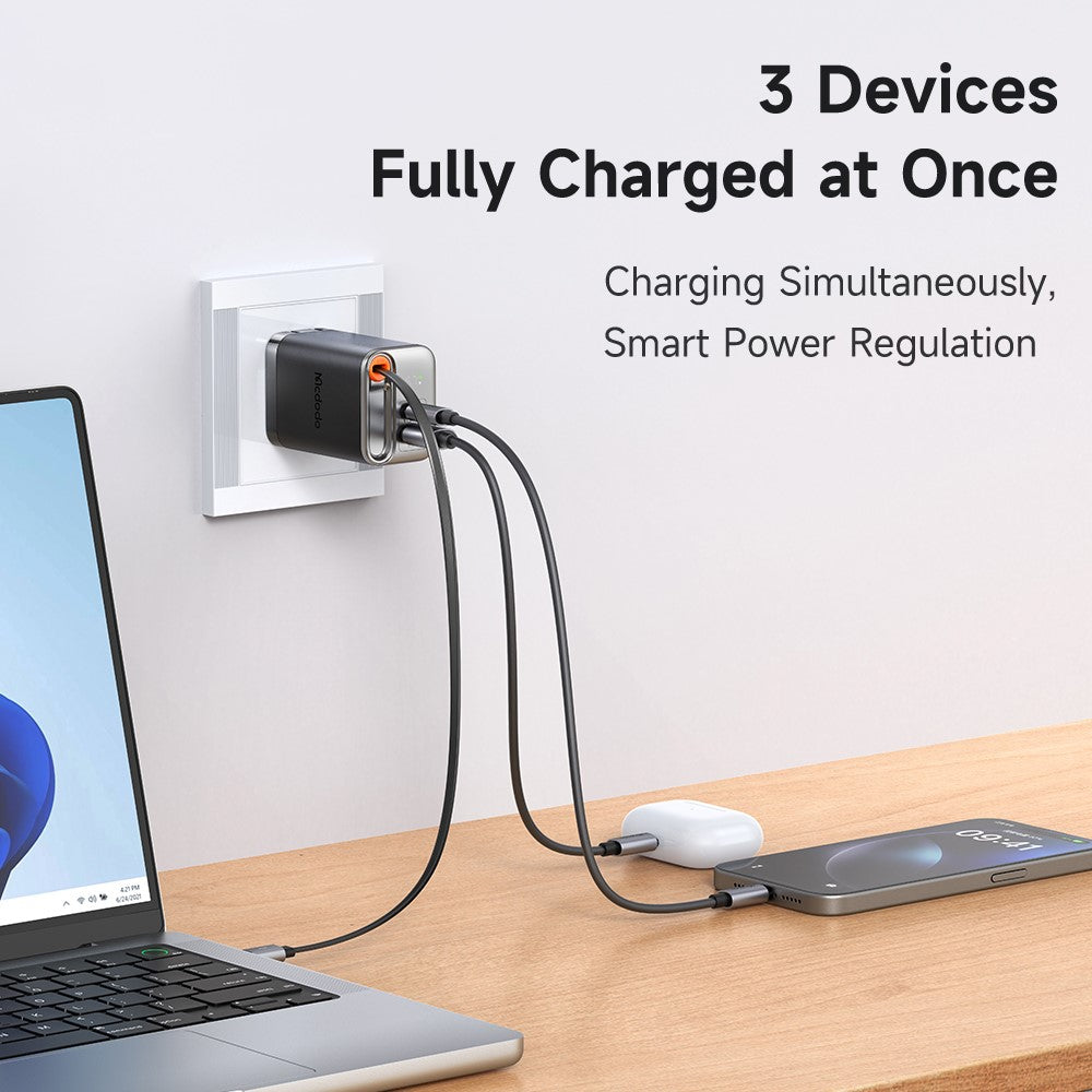 Mcdodo CH-4110 Gan Fast Charger w/ Retractable Cable 67W (Black)
