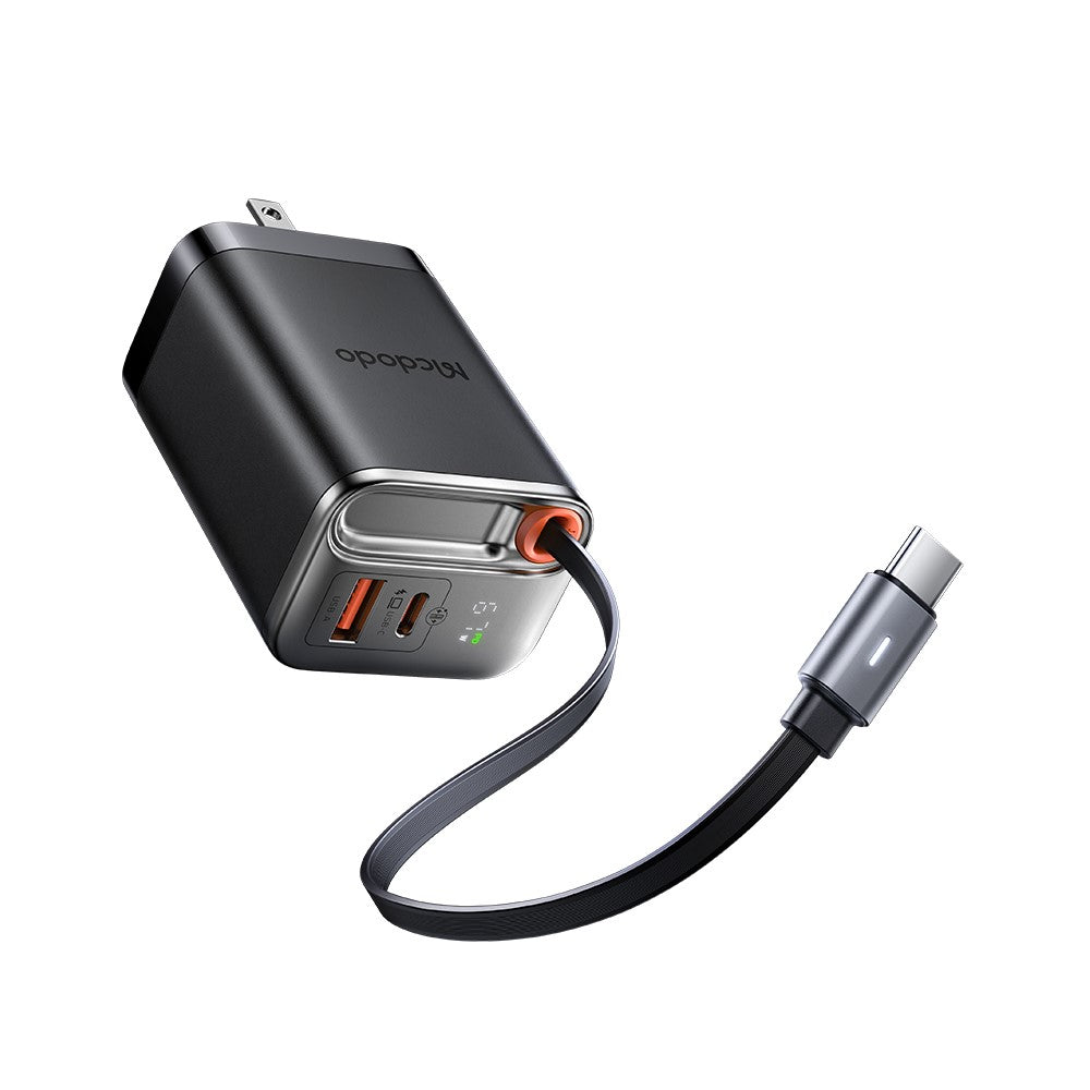Mcdodo CH-4110 Gan Fast Charger w/ Retractable Cable 67W (Black)