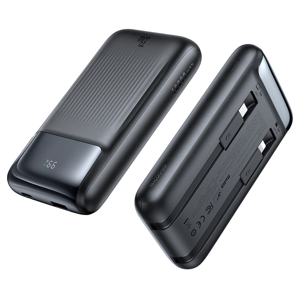 Mcdodo MC-0231 33W Built-In Cables Digital Display Power Bank 10000mah (Black)