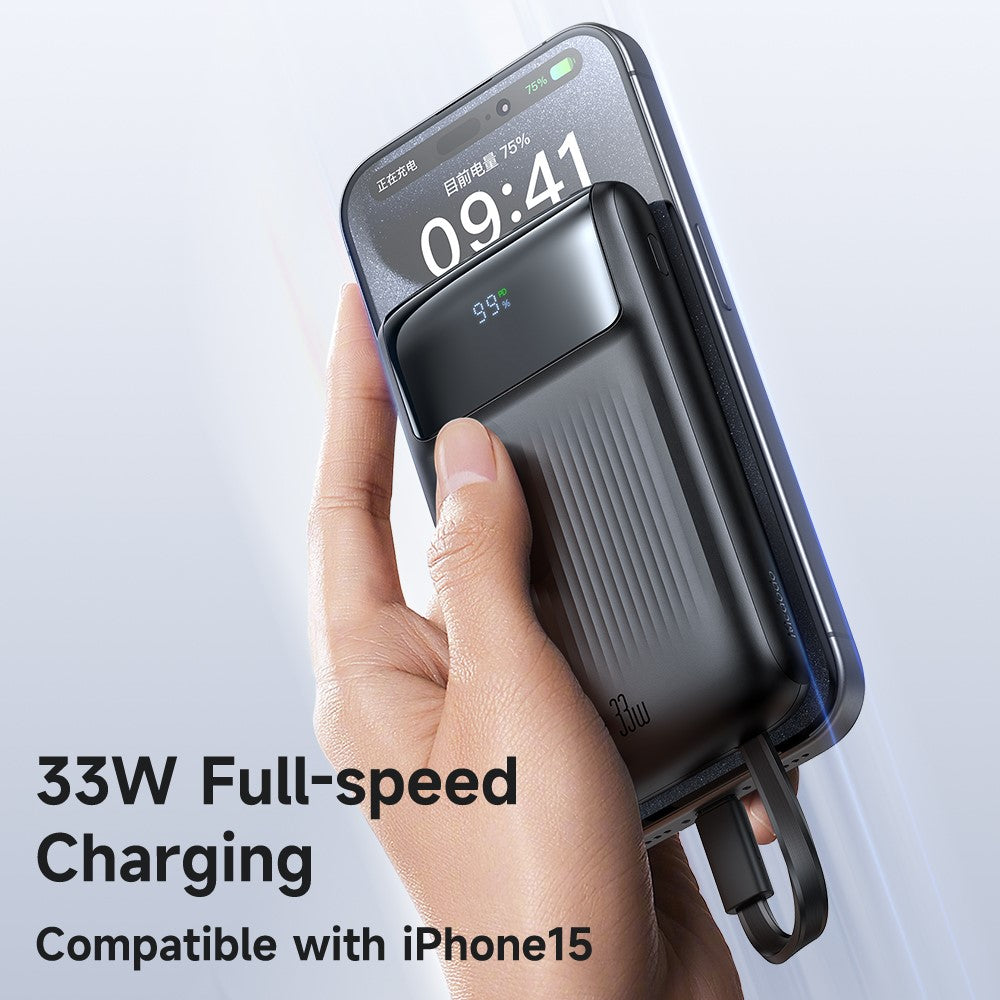 Mcdodo MC-0231 33W Built-In Cables Digital Display Power Bank 10000mah (Black)