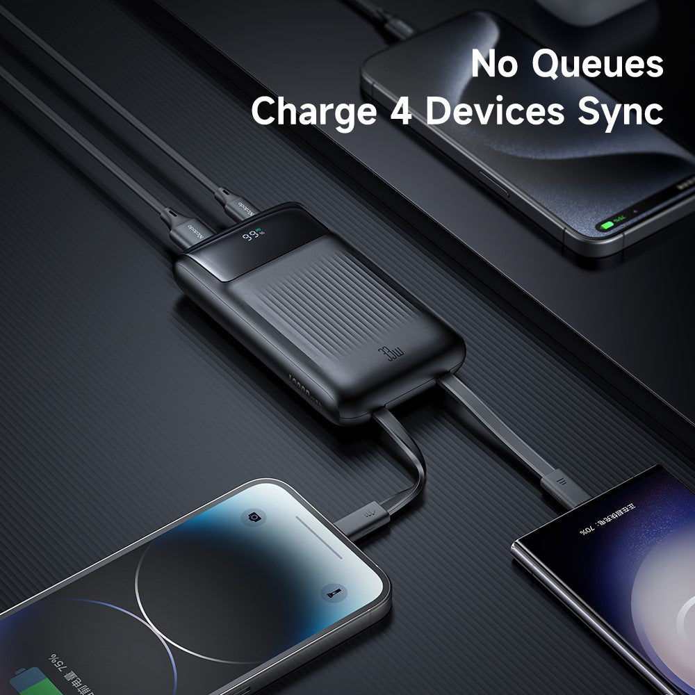 Mcdodo MC-0231 33W Built-In Cables Digital Display Power Bank 10000mah (Black)