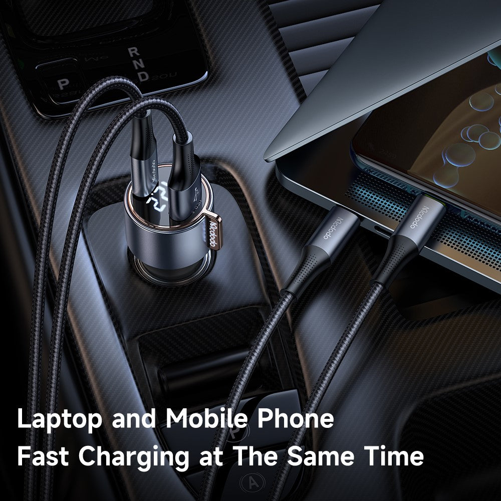 Mcdodo CC-3690 75W Car Charger USB-A & USB-C w/ Digital Display (Black)
