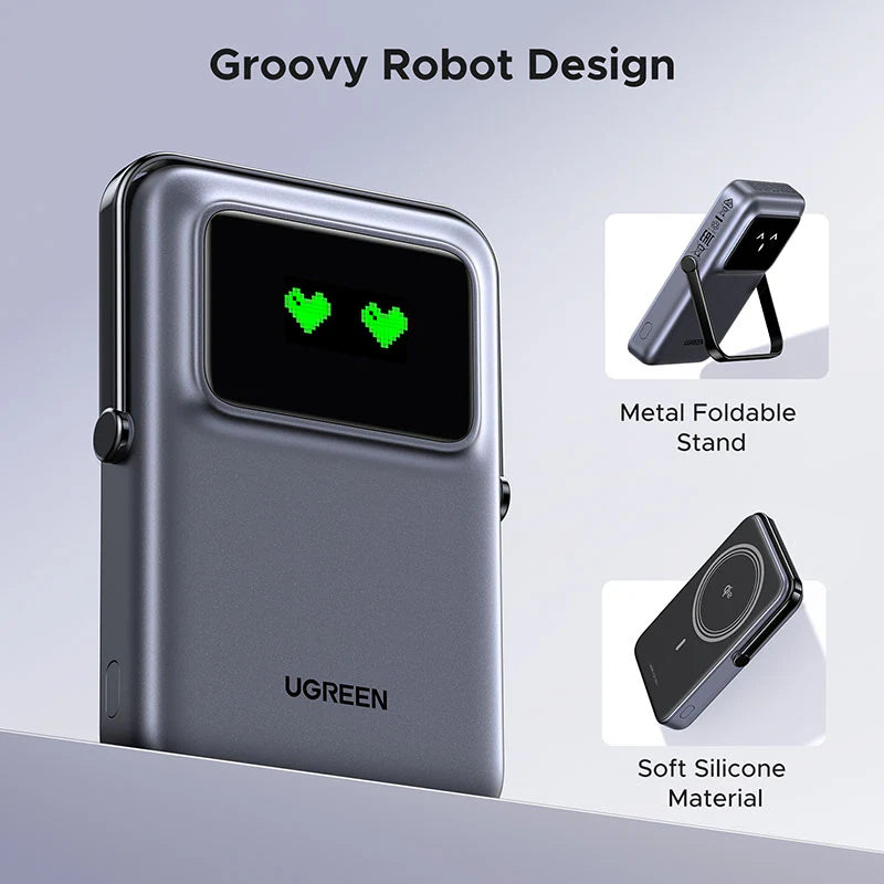 UGREEN Uno 10000mAh Mini Magnetic Wireless 20W Power Bank with Built-in Stand