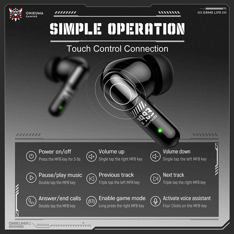 Onikuma TX602 ANC+ENC Gaming Earbuds