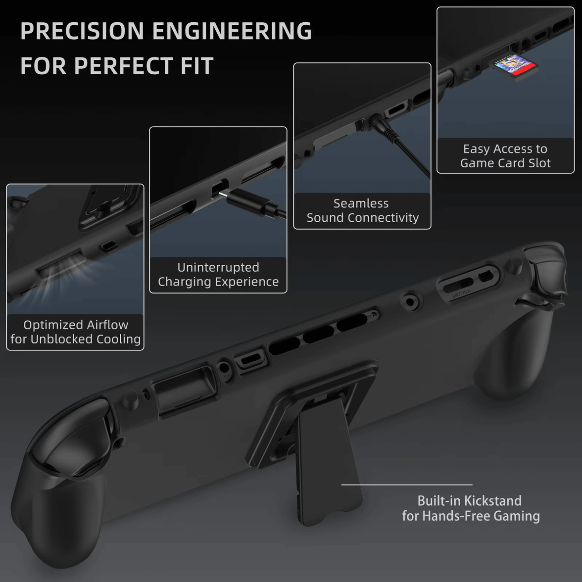 JYS-NS2272-V3 TPU Case with ABS front cover for Switch 2 Black