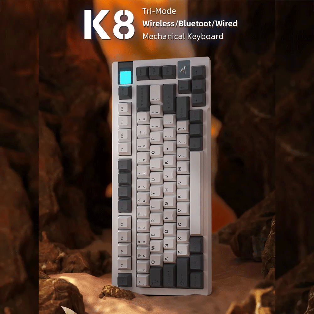 Darmoshark K8 Mechanical Keyboard [White Base/White and Gray Keycaps]