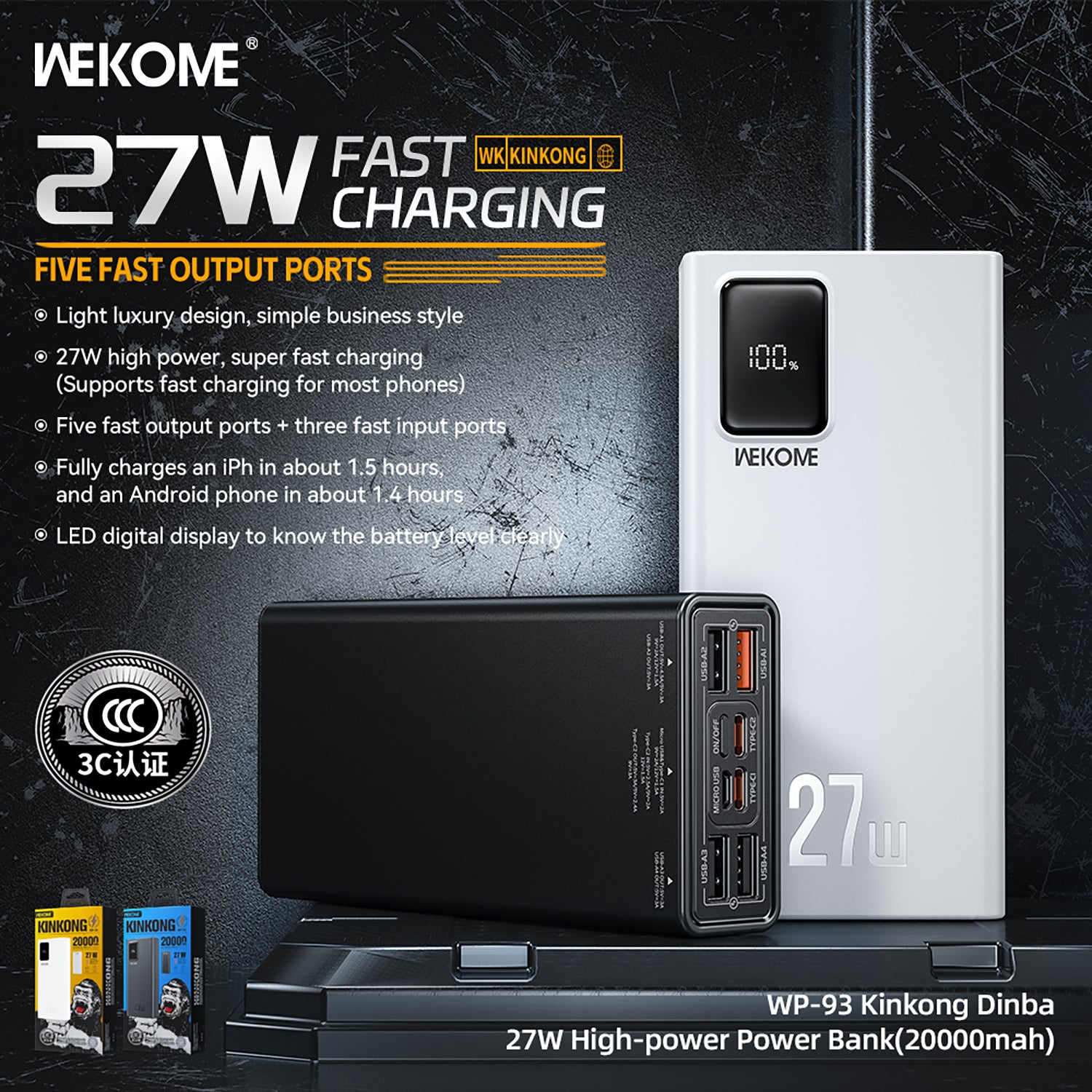 WEKOME High-Power Powerbank 27W (20000mAh) WP-93