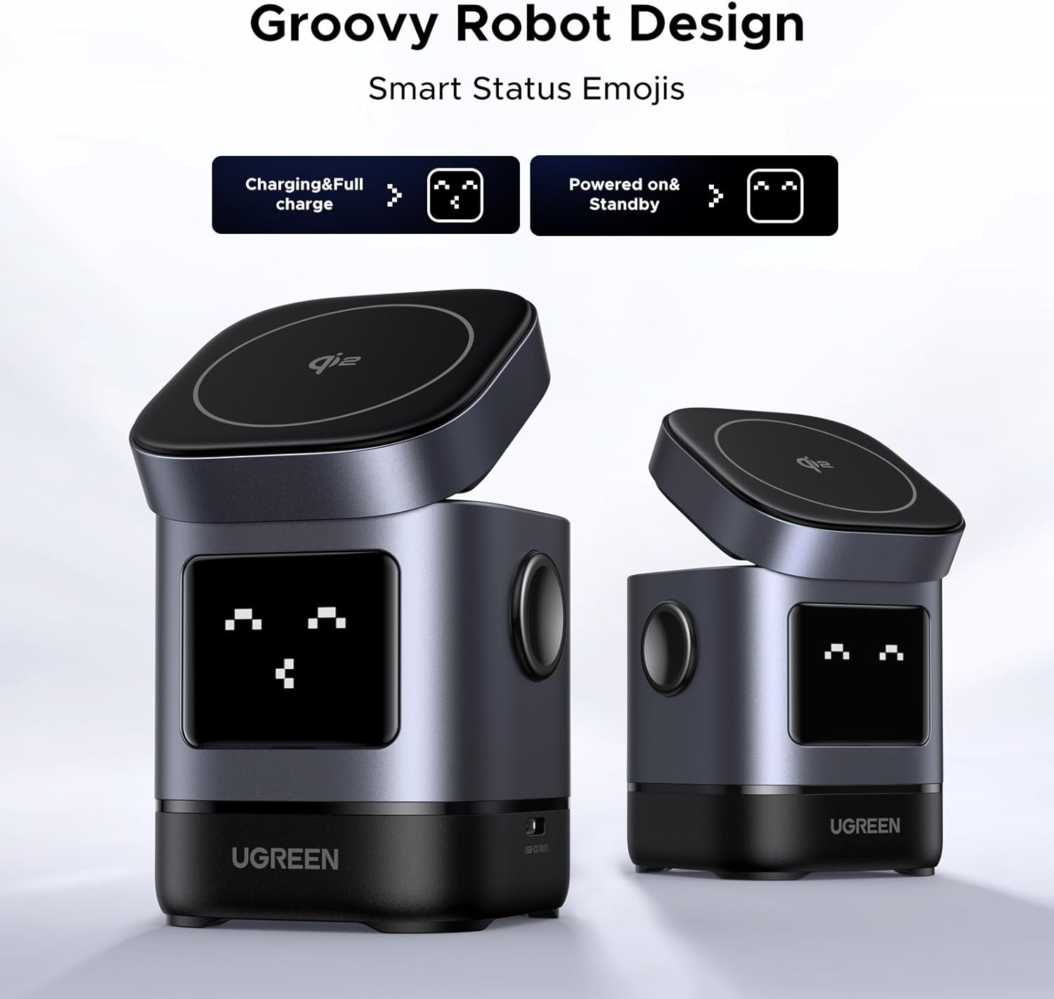 UGREEN 2-in-1 Robot Wireless Charger for IPhone + AirPods [W709/45775]
