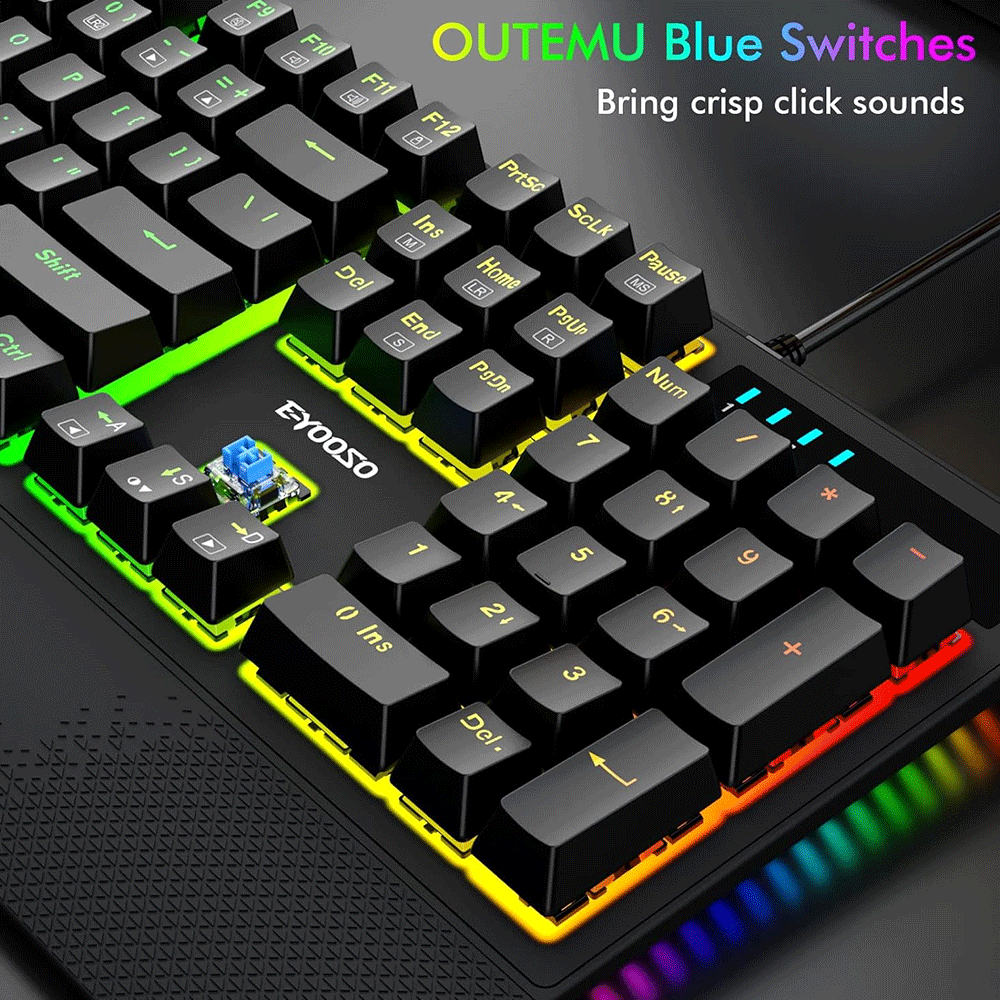 E-Yooso K-662 Rainbow Light 104 Keys Wired Mechanical Keyboard [Black]