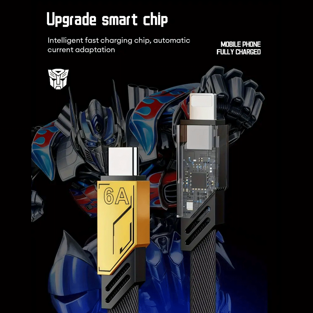 Transformers TF-A10 Braided Charging Lightning Cable Black