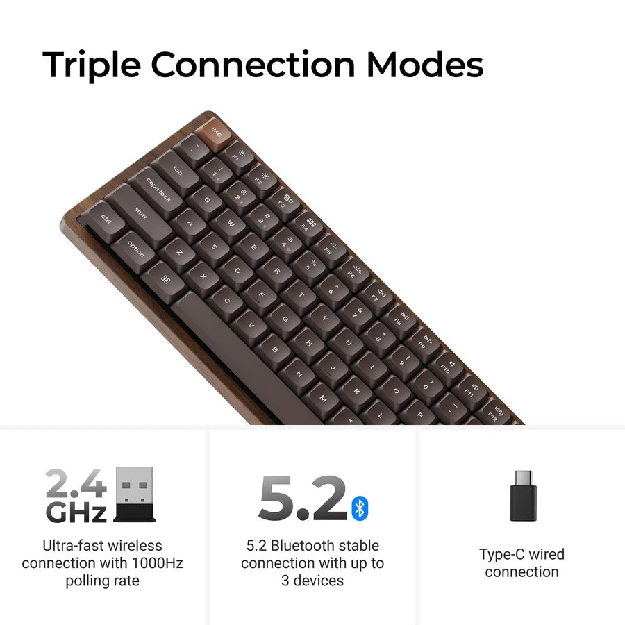 Keychron K3 Max QMK Wireless Hot-Swappable RGB Custom Mechanical Keyboard - All-Wood Special Edition