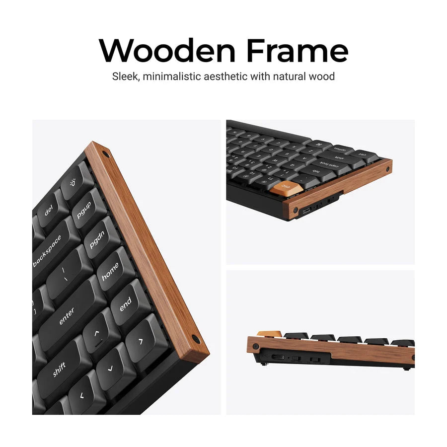 Keychron K3 Max SE QMK Wireless Hot-Swappable RGB Custom Wood Frame Mechanical Keyboard - Black