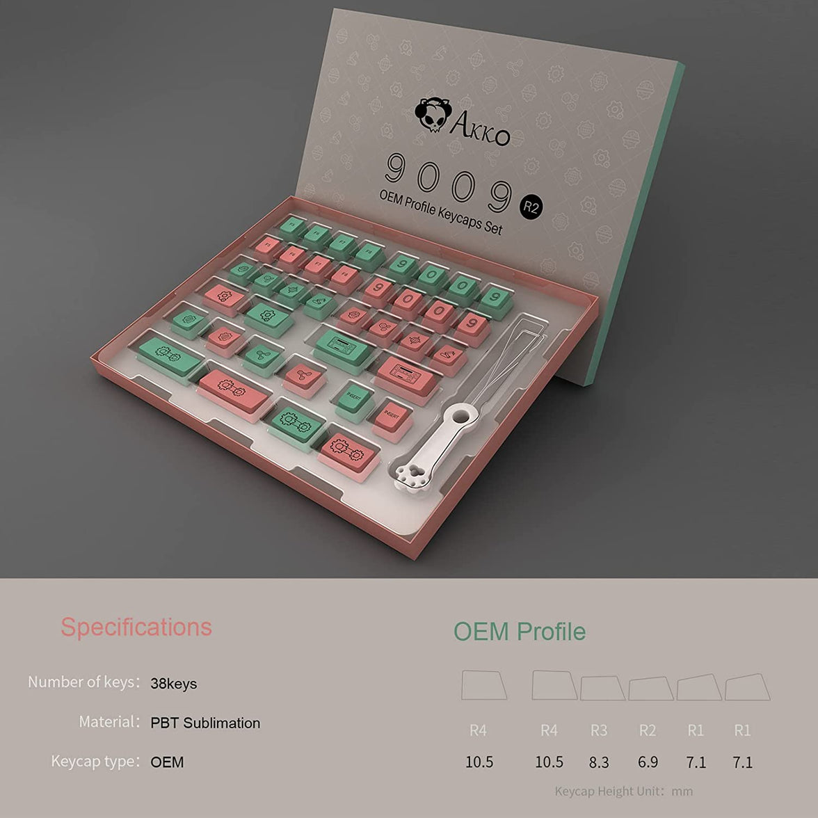 AKKO 9009 Retro R2 Industrial Style Novelty Keycaps (38-Key)