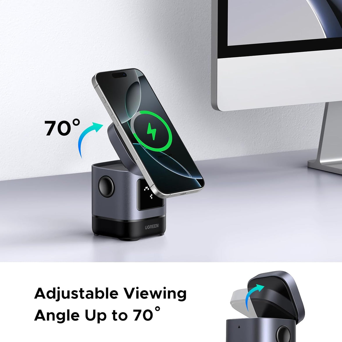 UGREEN 2-in-1 Robot Wireless Charger for IPhone + AirPods [W709/45775]