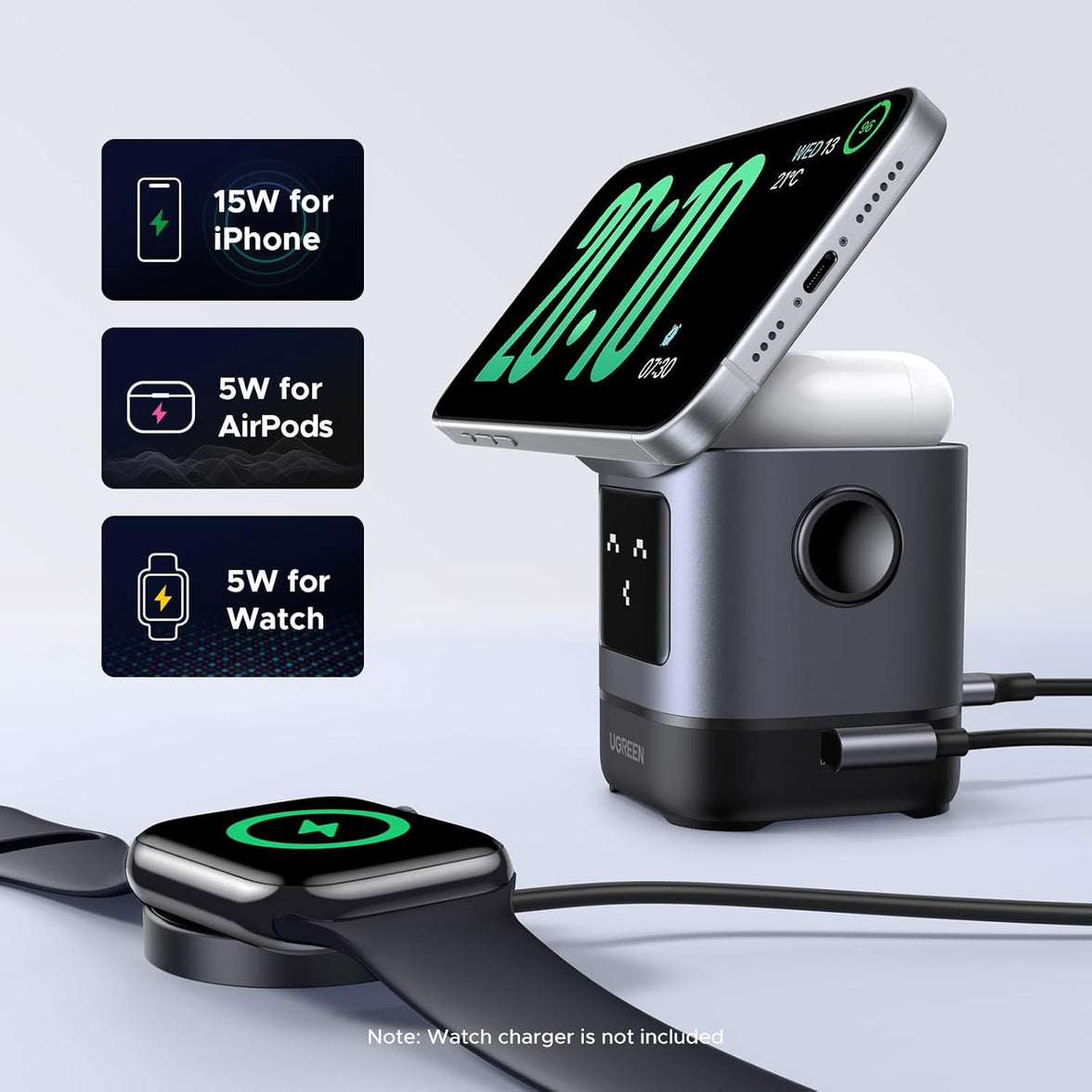 UGREEN 2-in-1 Robot Wireless Charger for IPhone + AirPods [W709/45775]